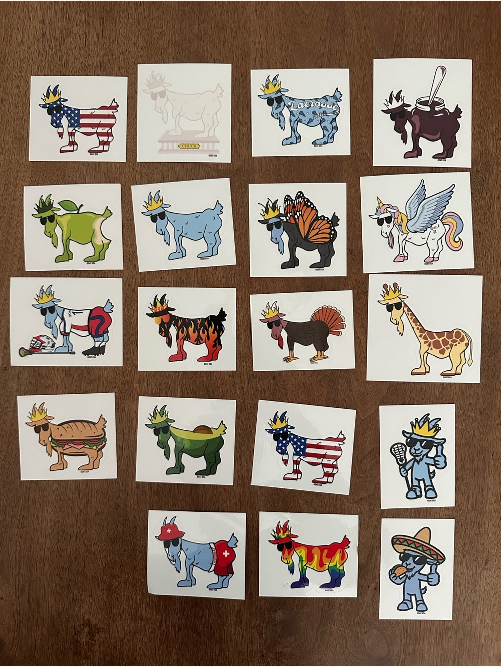 Goat USA Stickers - 19 Goat Stickers 1 - includes 2 of the NEW standing goat